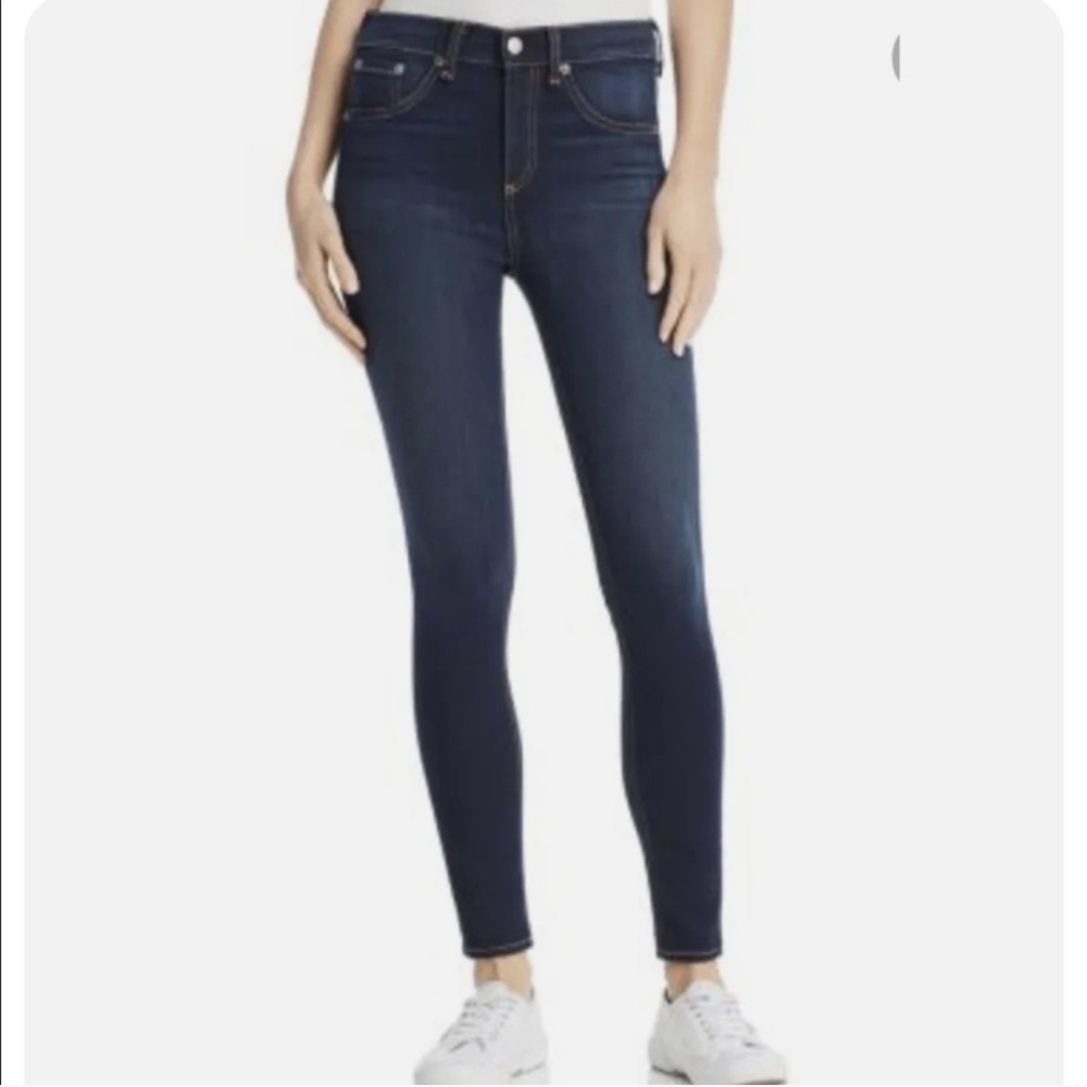 rag & bone Jeans Skinny Mid Rise Indigo Wash Zip Fly Stretchy 29" Inseam Size 28